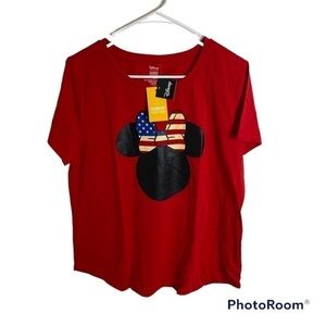 Disney Patriotic Minnie Mouse T-shirt NWT Large Red White Blue Women’s